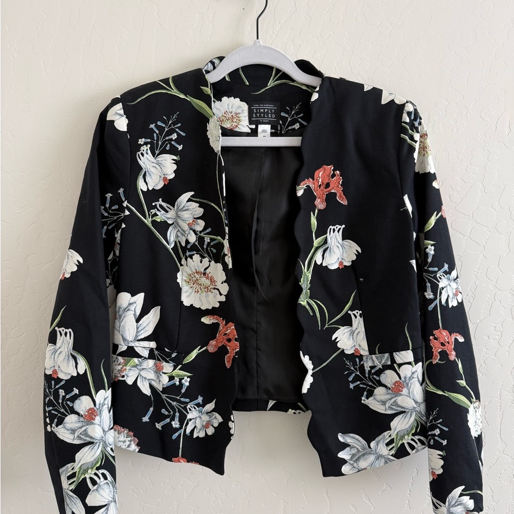 Sears Black Floral Blazer